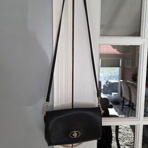 Coach Black Leather Crossbody Bag Big Enough For Keys, Wallet, Etc
